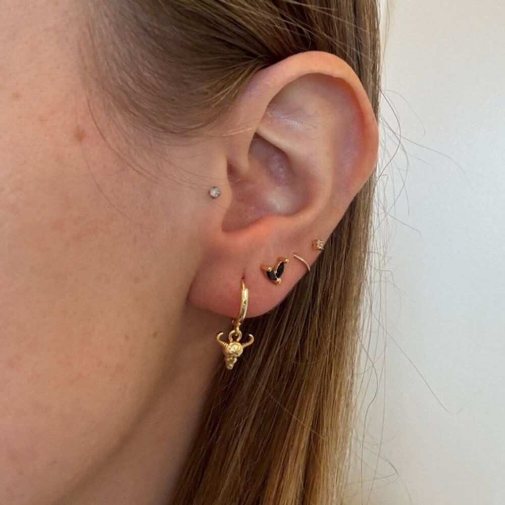 The Mindy bull head sterling silver plated gold earrings hoop hoops bullhead